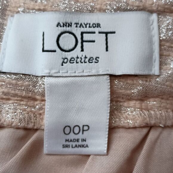 Ann Taylor Loft Mini Skirt 00P Fairy Office Corpcore Shimmery Metallic Brocade - Picture 12 of 16